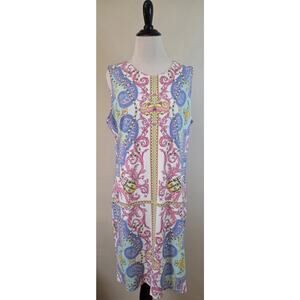 J. McLaughlin Catalina Cloth Equestrian Nautical Knit Sleeveless Shift Dress XL